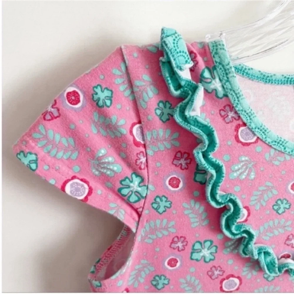 Jelly the Pug lap dress pink Mermaids Collection ruffles floral size 8